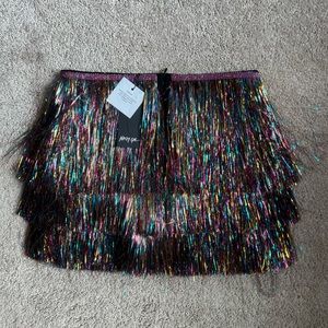 High Waisted Tinsel Fringe Shorts